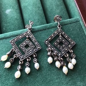 STERLING PEARL DROP EARRINGS